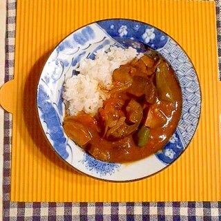 鶏肝と夏野菜のカレー♪